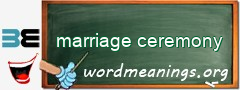 WordMeaning blackboard for marriage ceremony